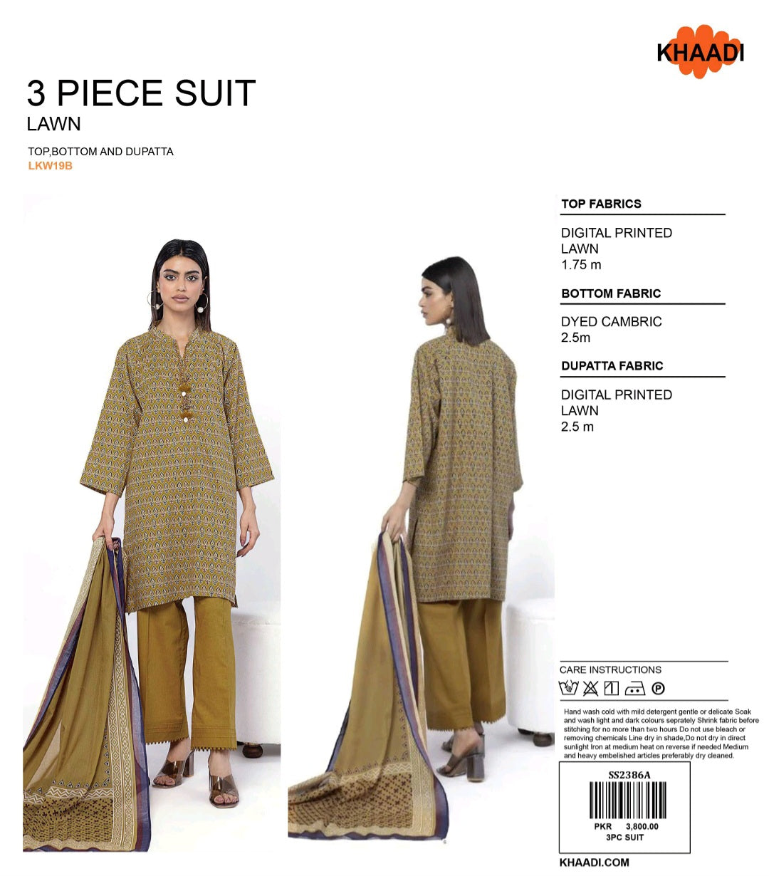KHADDI 3 Piece Printed Unstitched Suite