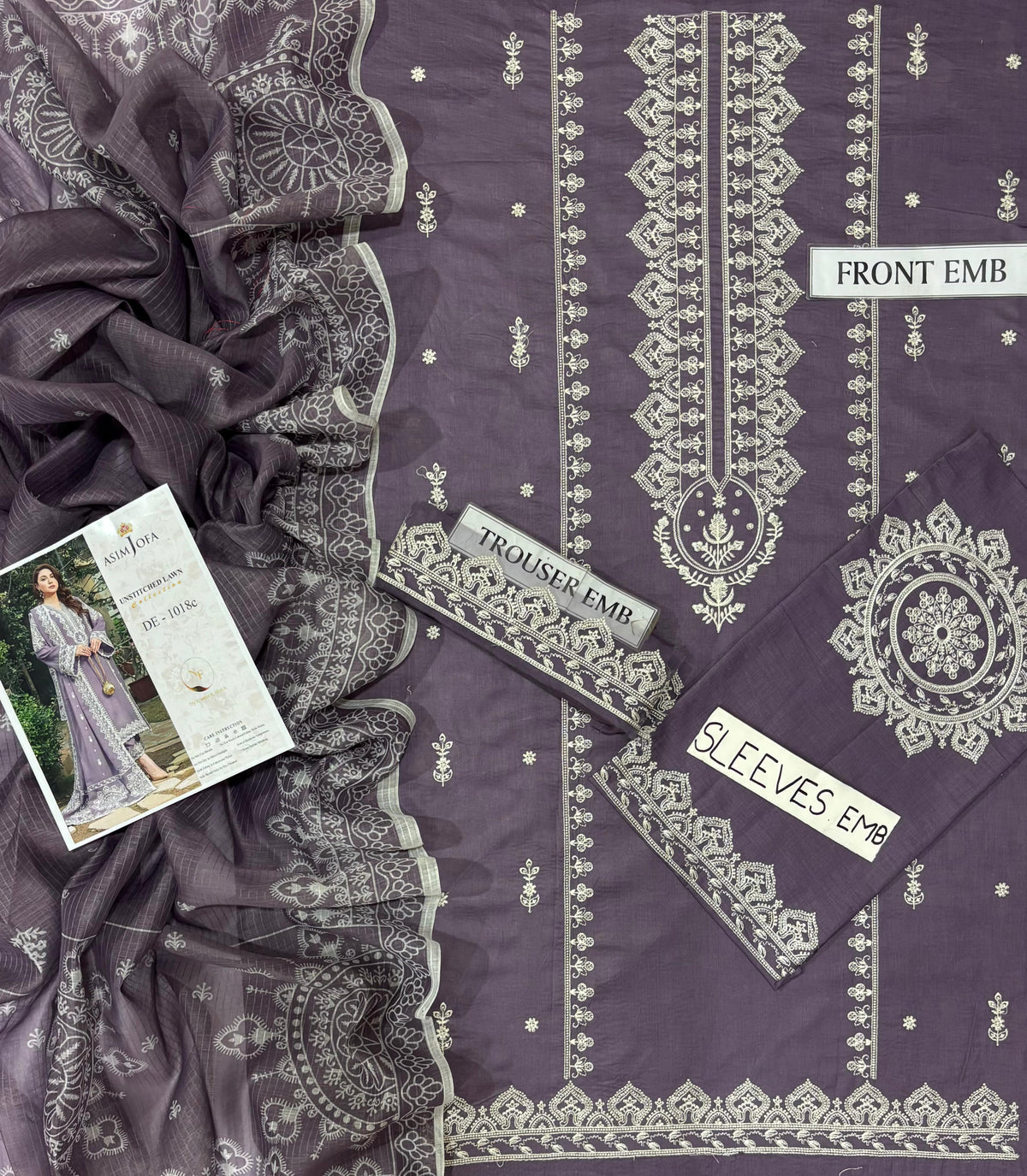 Embroidered 3-Piece in Lawn UNSTICED