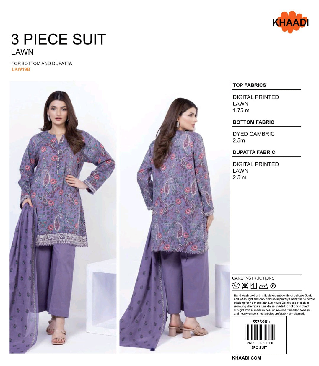KHADDI 3 Piece Printed Unstitched Suite