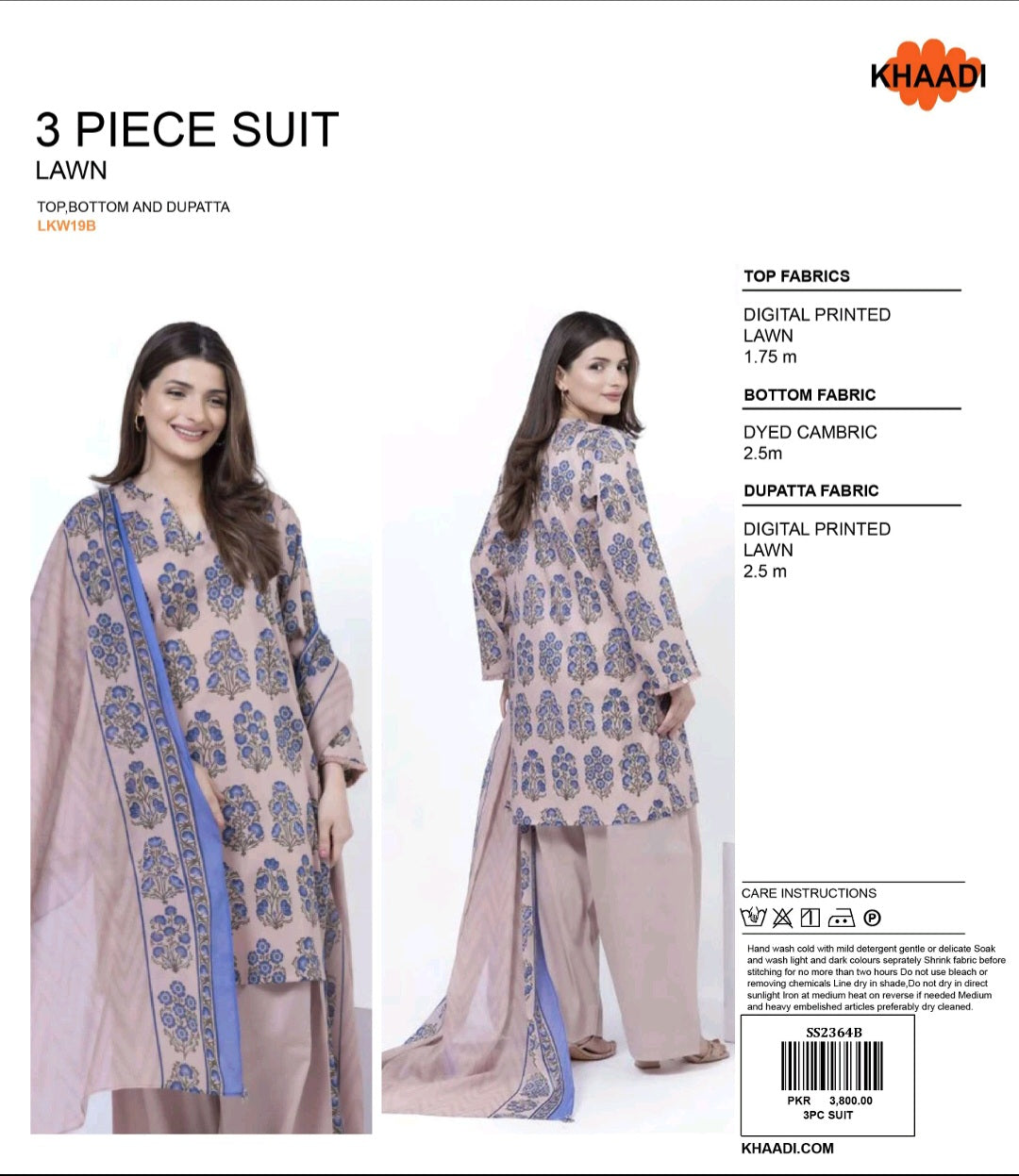 KHADDI 3 Piece Printed Unstitched Suite