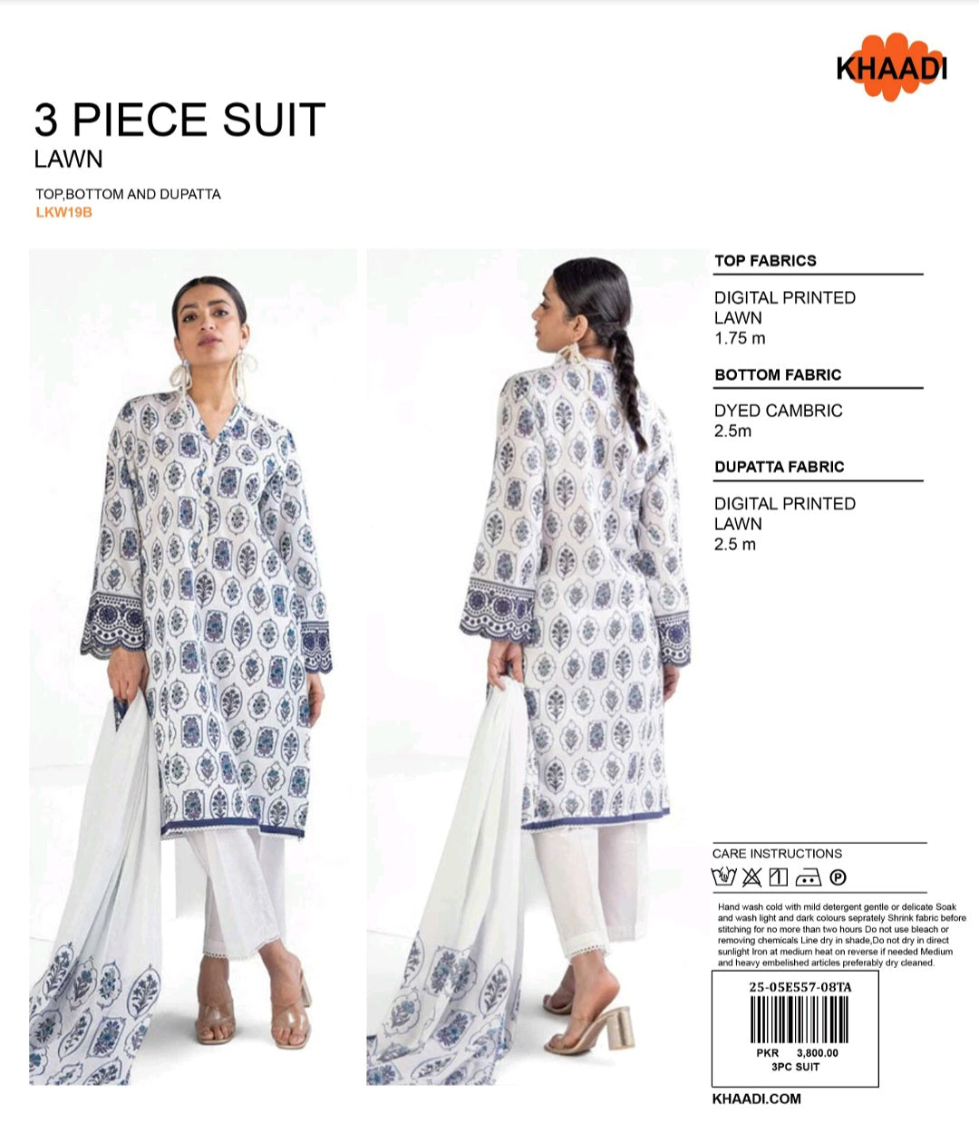 KHADDI 3 Piece Printed Unstitched Suite