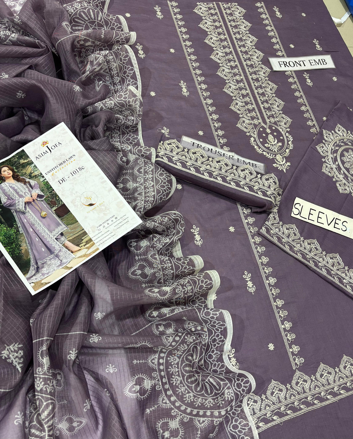 Embroidered 3-Piece in Lawn UNSTICED